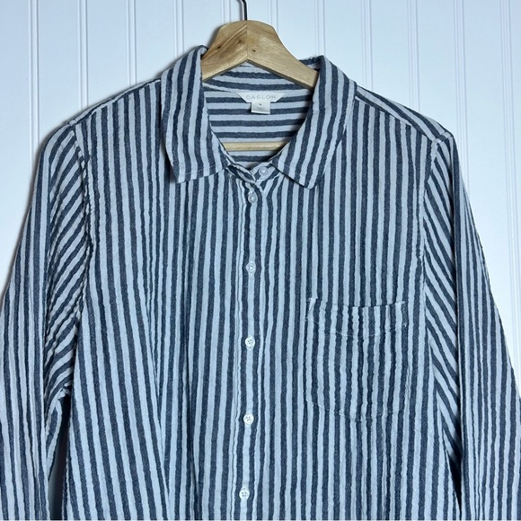 Caslon Grey  and White Striped Women’s 's Long Sleeves Shirt Cotton XL - Picture 3 of 7